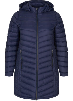 Quilted lightweight jacket with detachable hood and pockets, Navy Blazer, Packshot image number 0