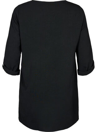 A-shape tunic with 3/4 sleeves, Black, Packshot image number 1