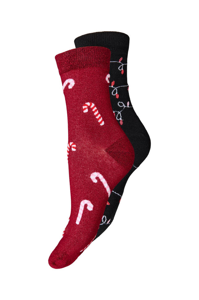 2-pack Christmas socks, Red, Packshot image number 0