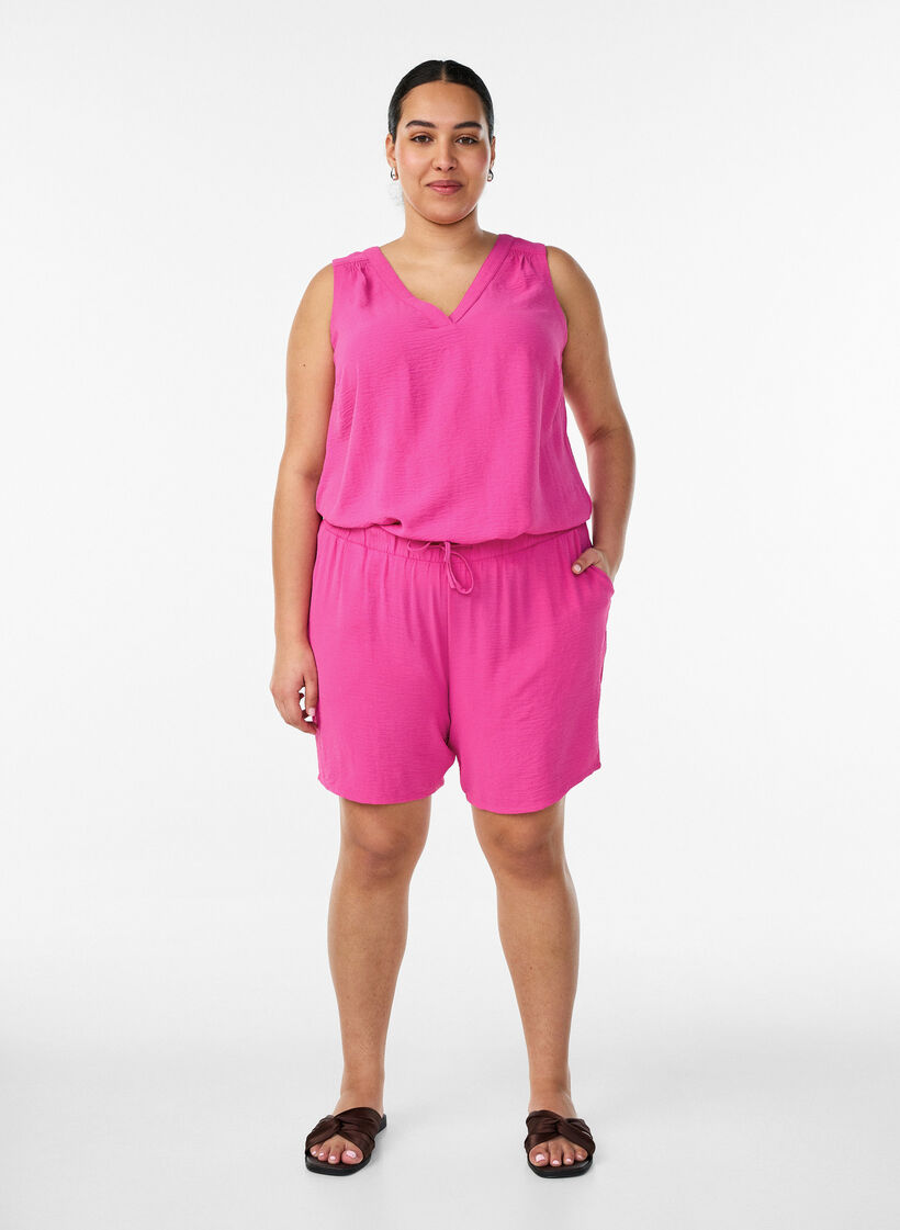 Sleeveless top with wrinkle details, Rose, Model image number 1
