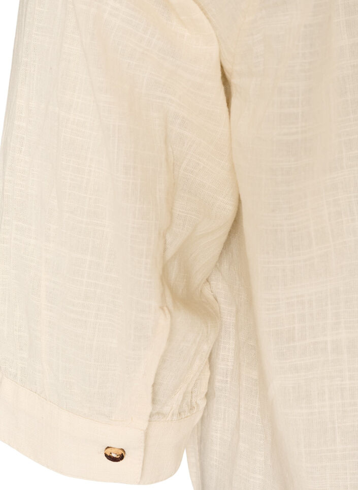 Cotton tunic with V-neck, Vanilla, Packshot image number 3