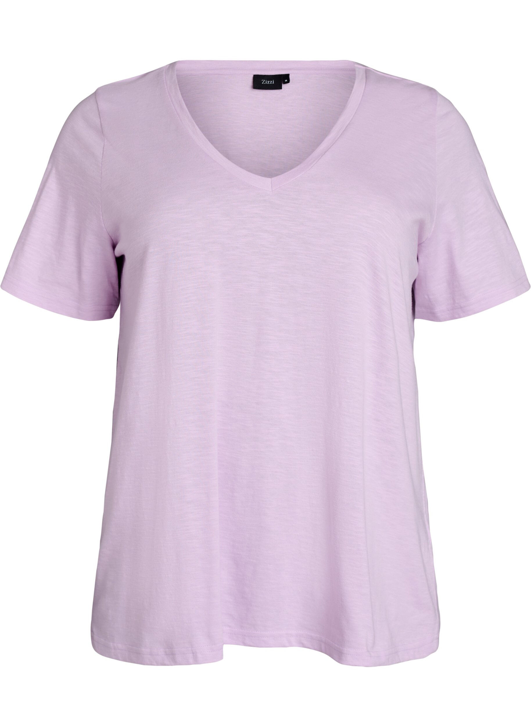 Zizzifashion Short-sleeved basic t-shirt with v-neck, Purple, Packshot image number 0