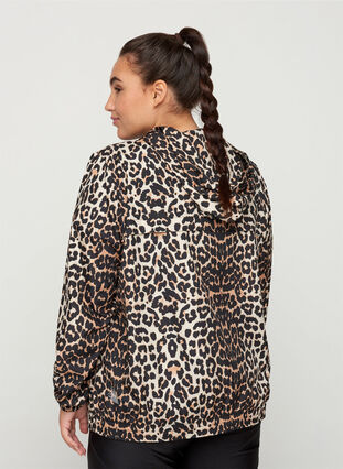Leopard print sports jacket with a hood, Leopard Print, Model image number 1