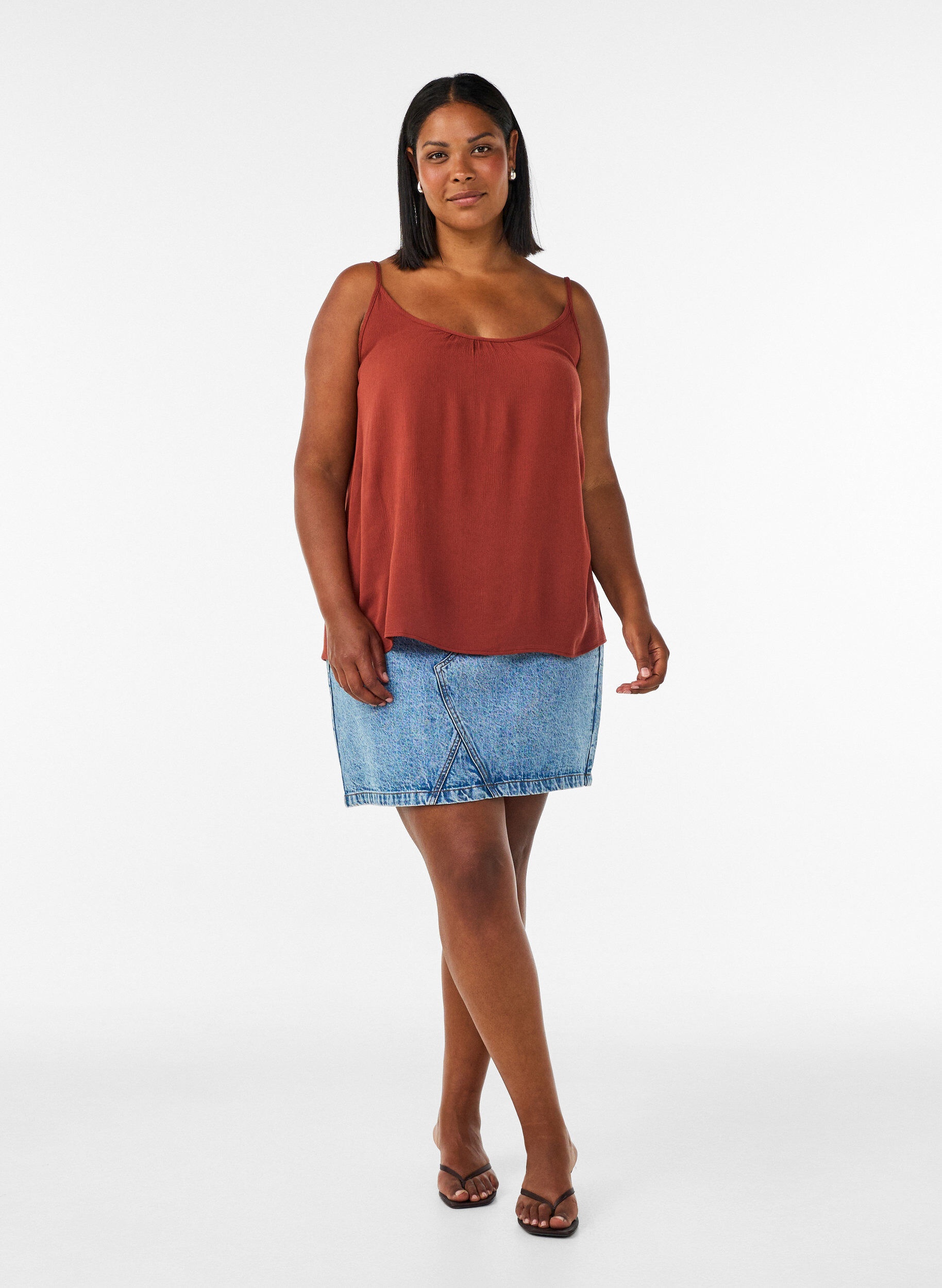 ZizzifashionStrap top in viscose, Red, Model image number 1