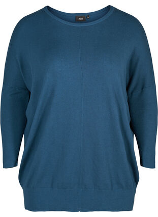 Knitted jumper with round neckline, Majolica Blue, Packshot image number 0