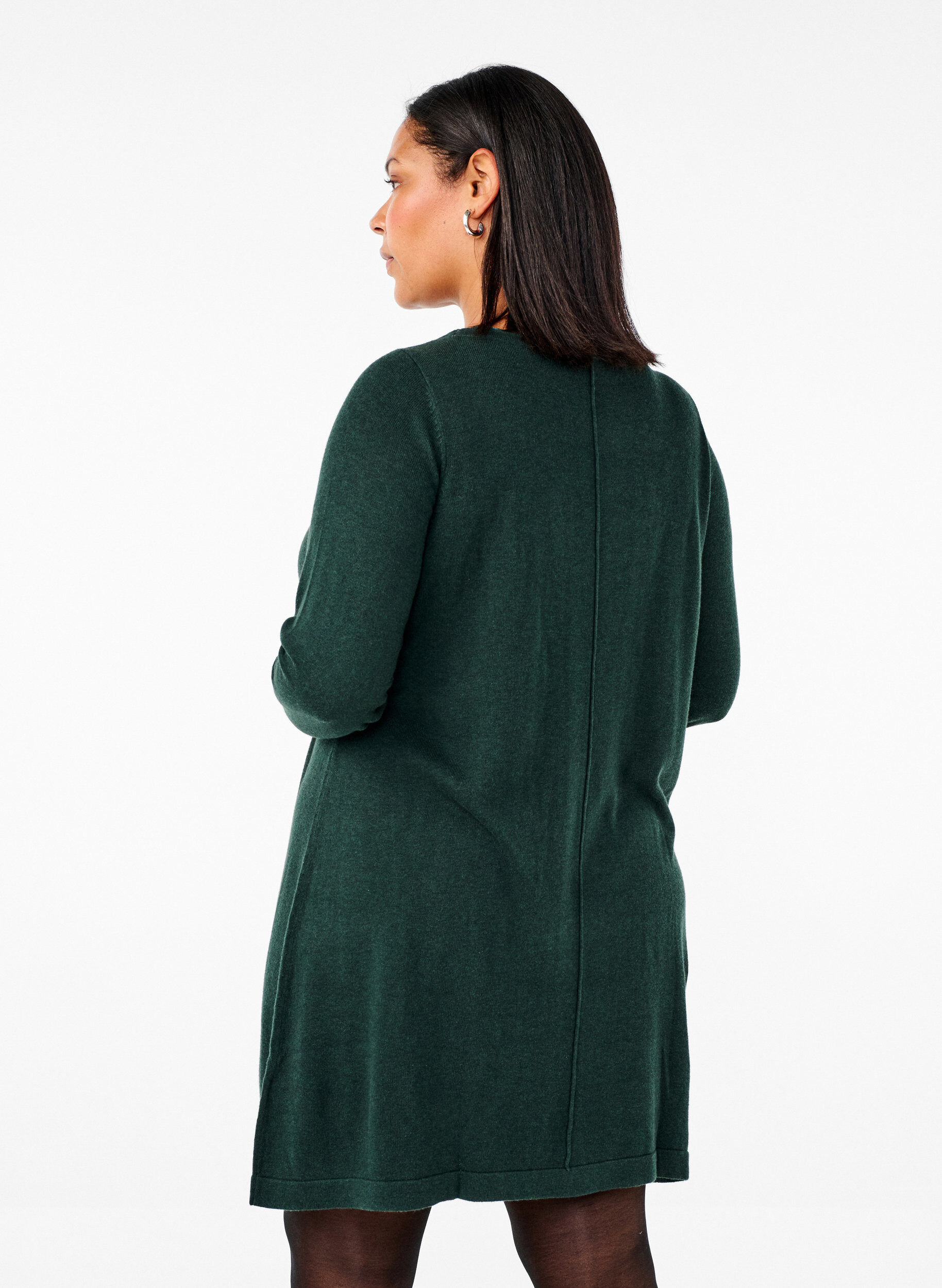 Zizzifashion Knitted dress in cotton-viscose blend, Green, Model image number 2