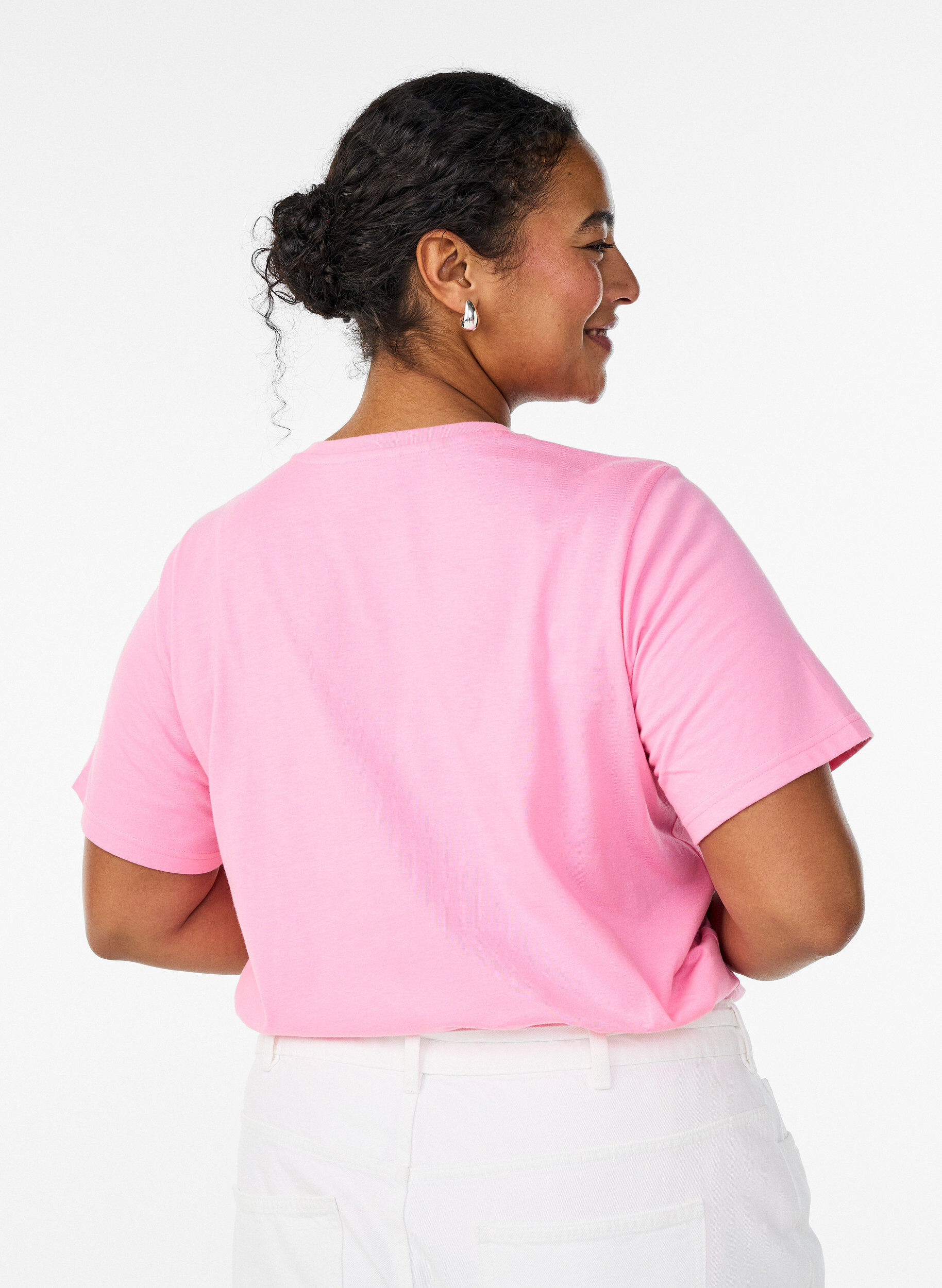 Zizzifashion Cotton T-shirt with embroidered text, White, Model image number 2