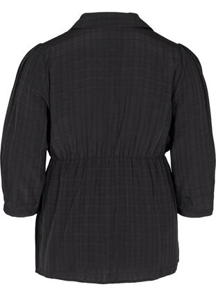 Shirt with 3/4 length puff sleeves and a collar, Black, Packshot image number 1