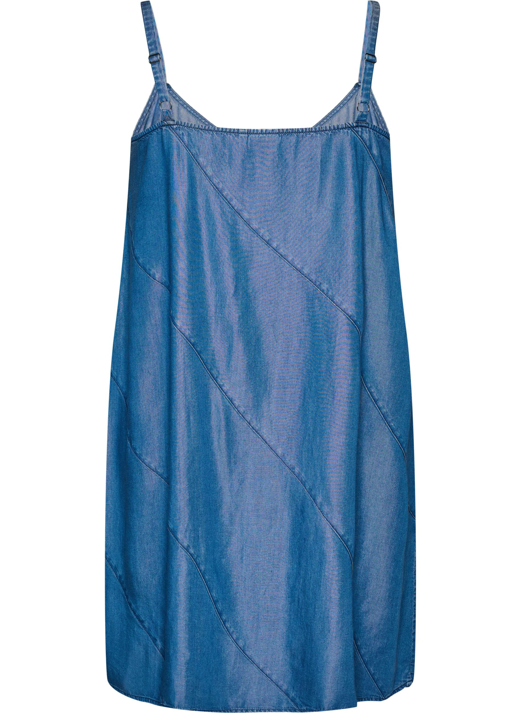 Zizzifashion Denim-look dress in TENCEL&trade; Lyocell with straps, Blue, Packshot image number 1