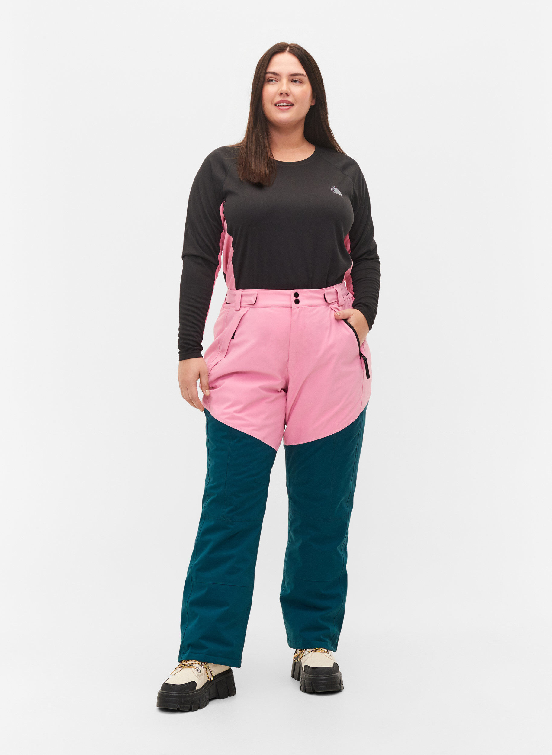 Zizzifashion Ski pants with pockets, Sea Pink Comb, Model image number 0