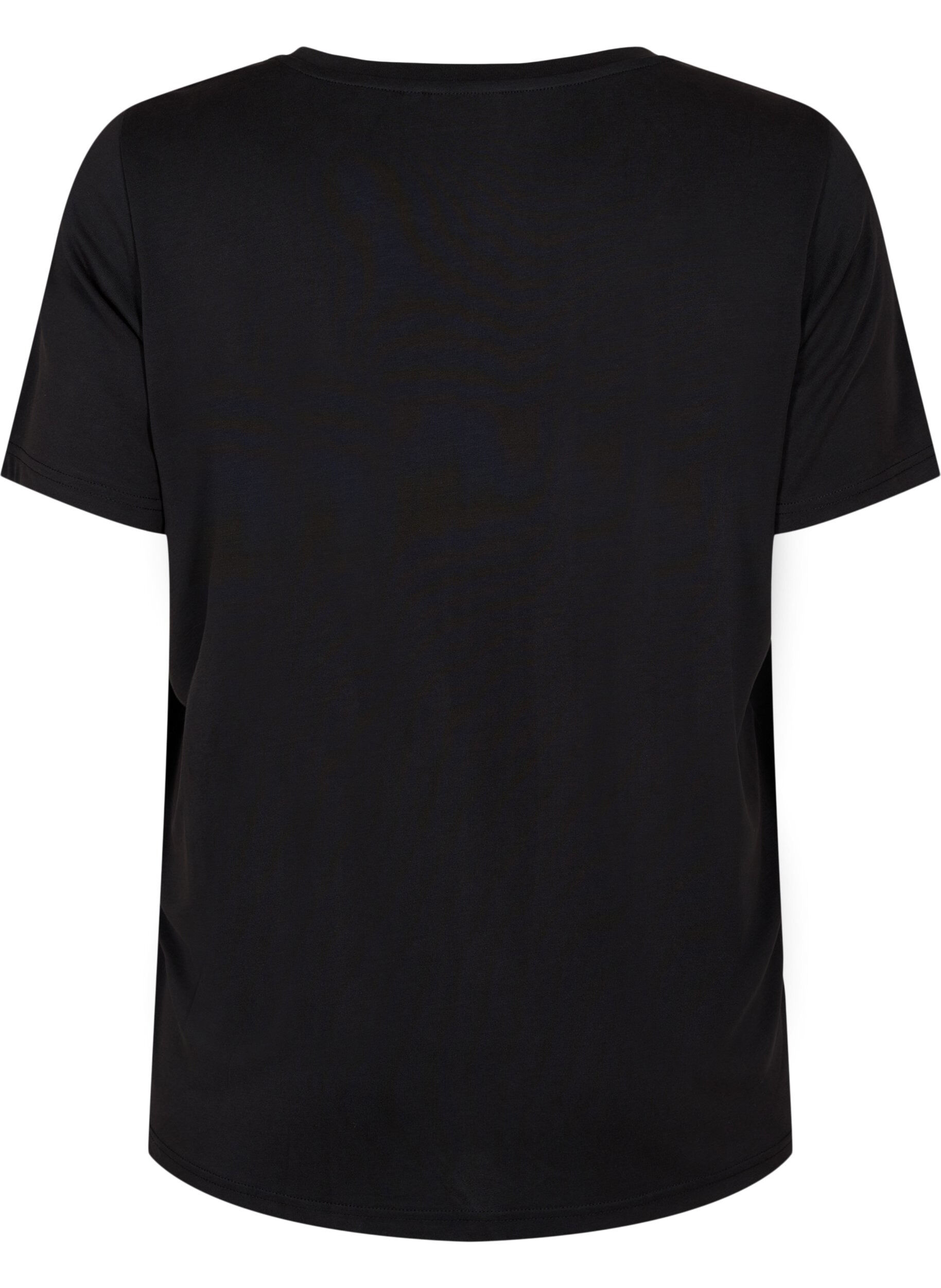 Zizzifashion T-shirt with TENCEL&trade; Modal and round neck, Black, Packshot image number 1