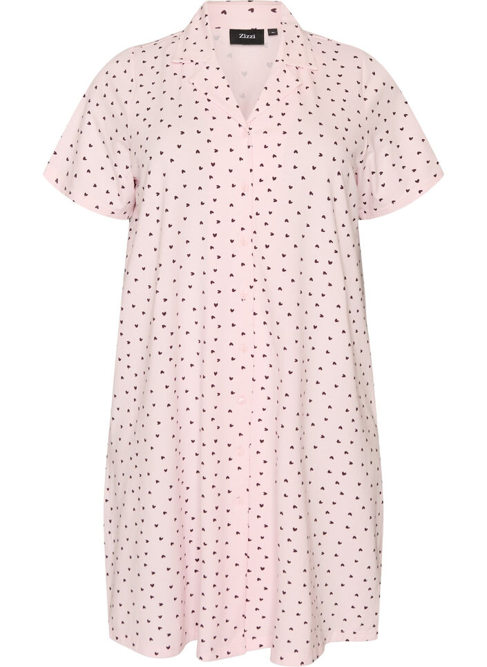 Cotton nightgown with button fastening, Pink, Packshot image number 0