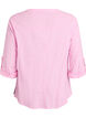 Cotton shirt blouse with V-neck, Pink, Packshot image number 1