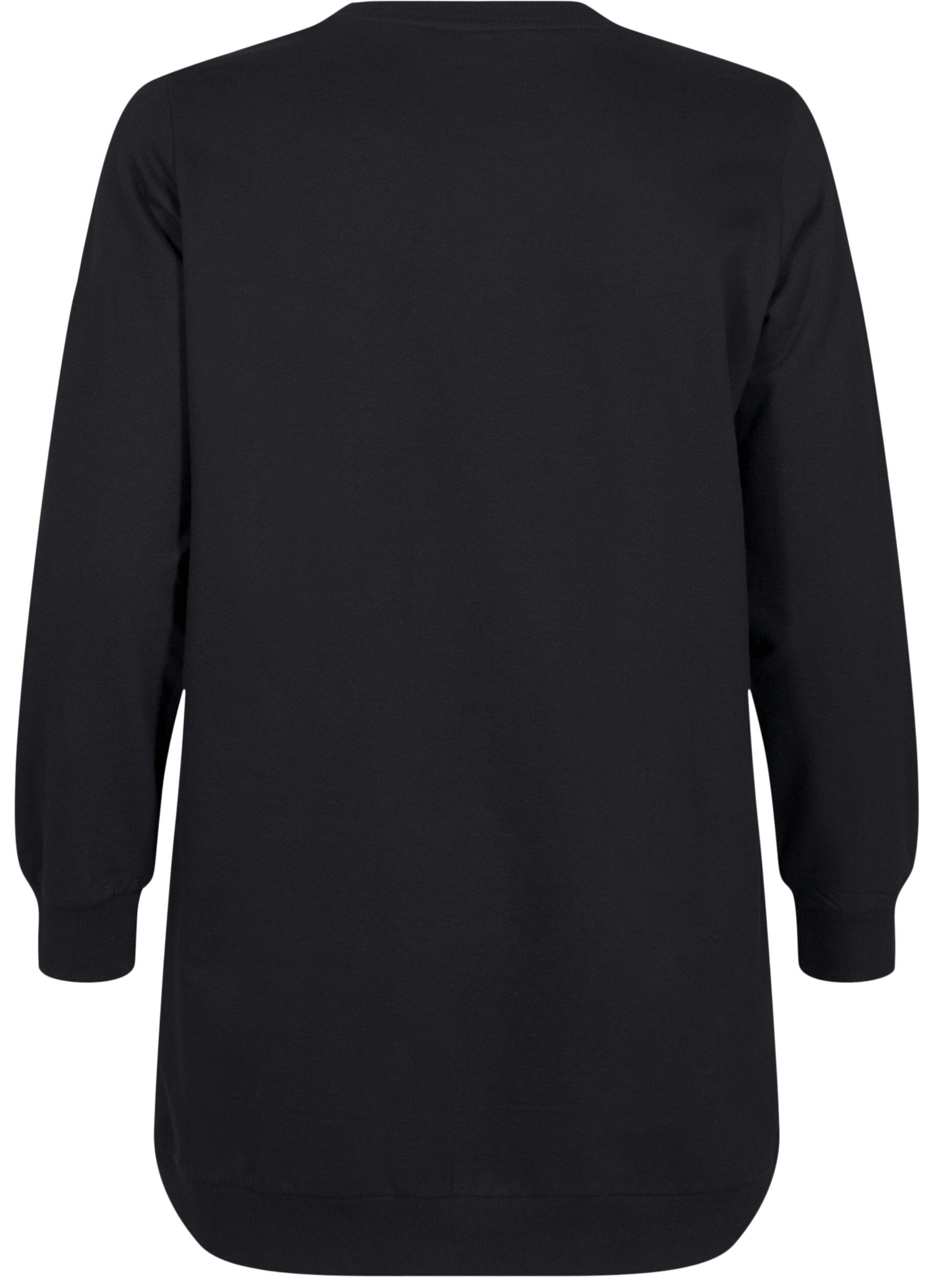 Zizzifashion Sweat tunic with metal details, Black, Packshot image number 1
