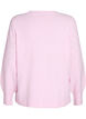 Knitted top with openwork pattern and balloon sleeves, Rose, Packshot image number 1