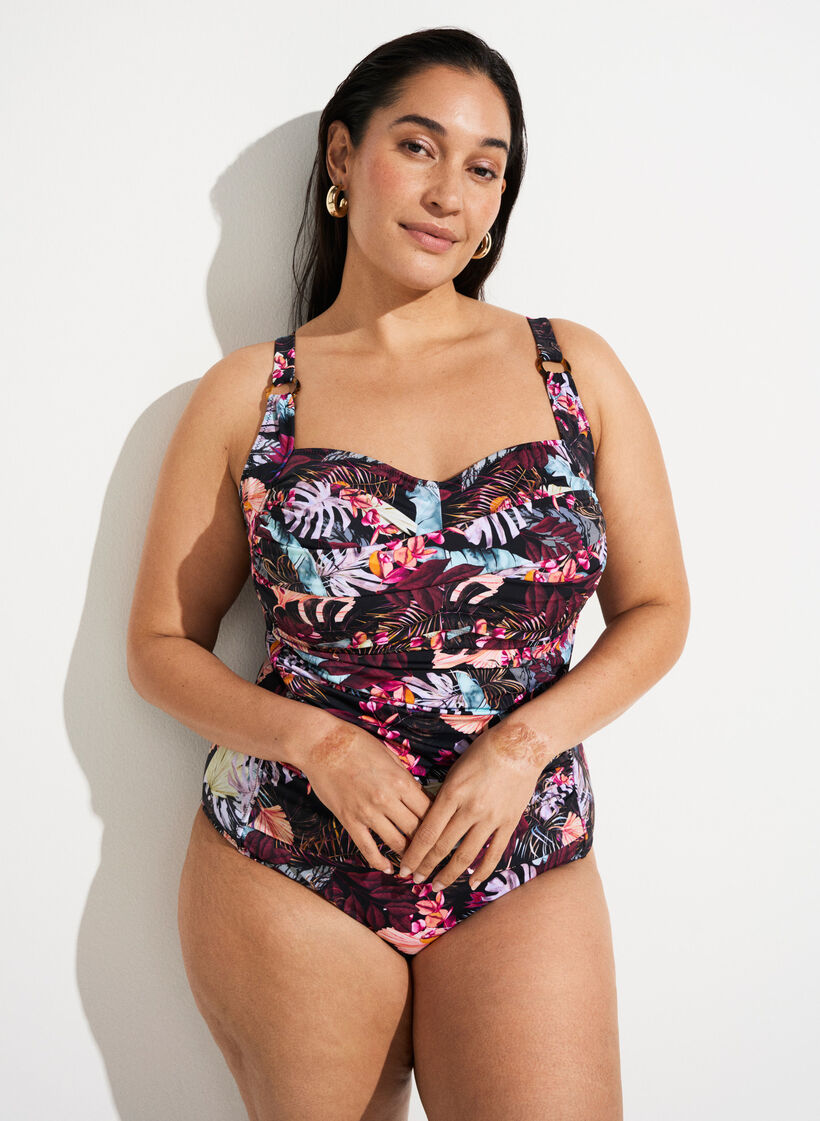 Padded swimsuit with print, Red, Image image number 0