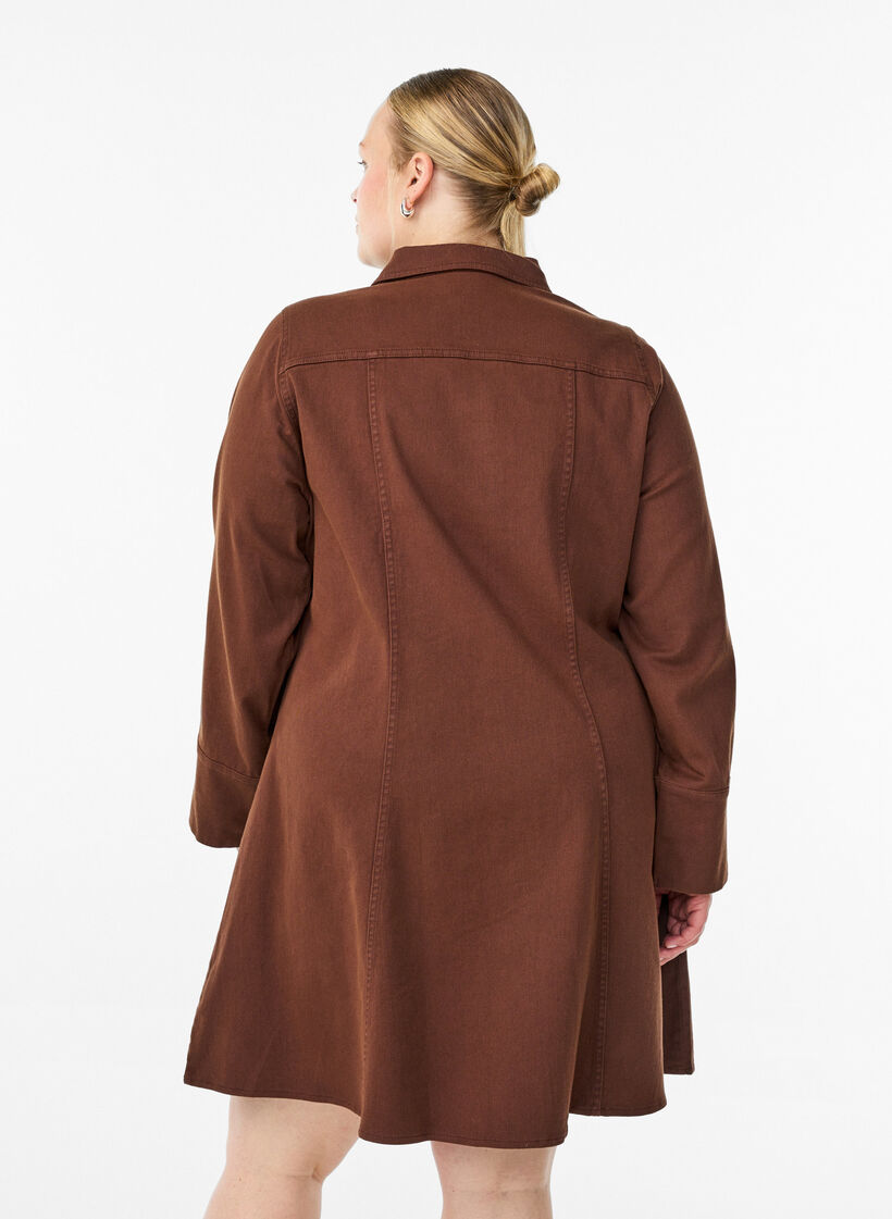 Short twill dress with zipper, Brown, Model image number 2