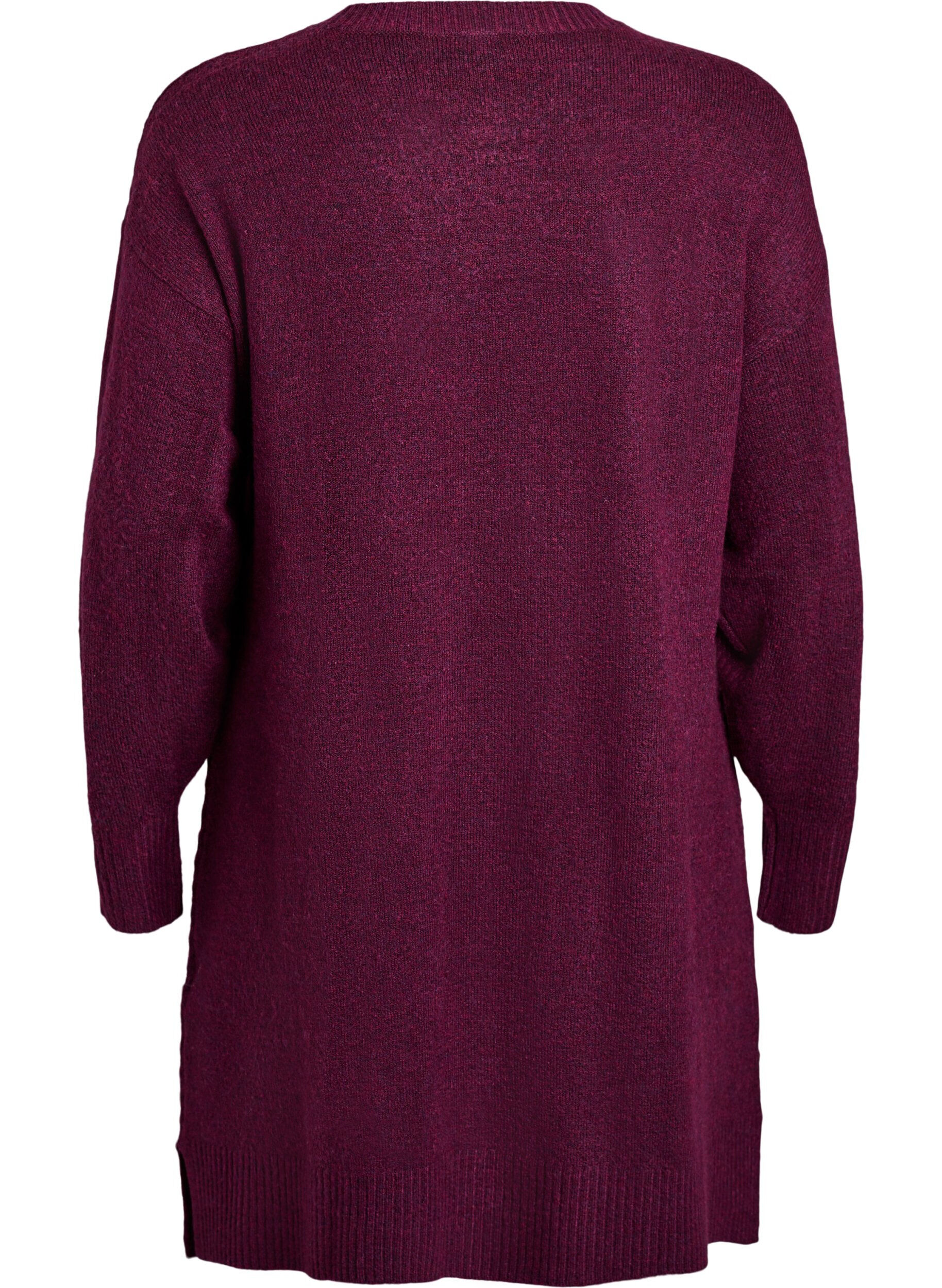Zizzifashion Short knitted dress with a V-shaped textured pattern, Purple, Packshot image number 1