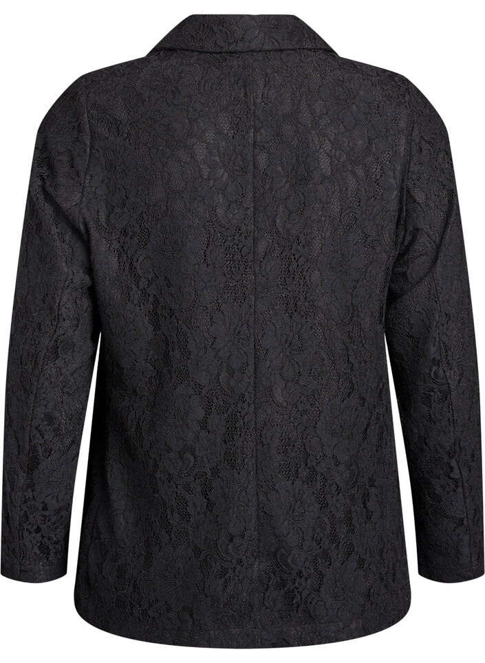 Lace blazer with button closure, Black, Packshot image number 1