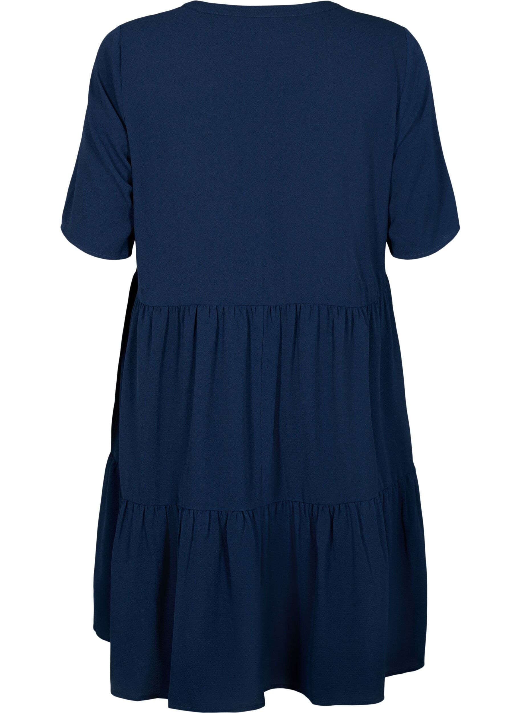 Zizzifashion Short sleeve dress with a-line and cutlines, Blue, Packshot image number 1