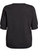 Fine-knit blouse with short sleeves., Black, Packshot image number 1