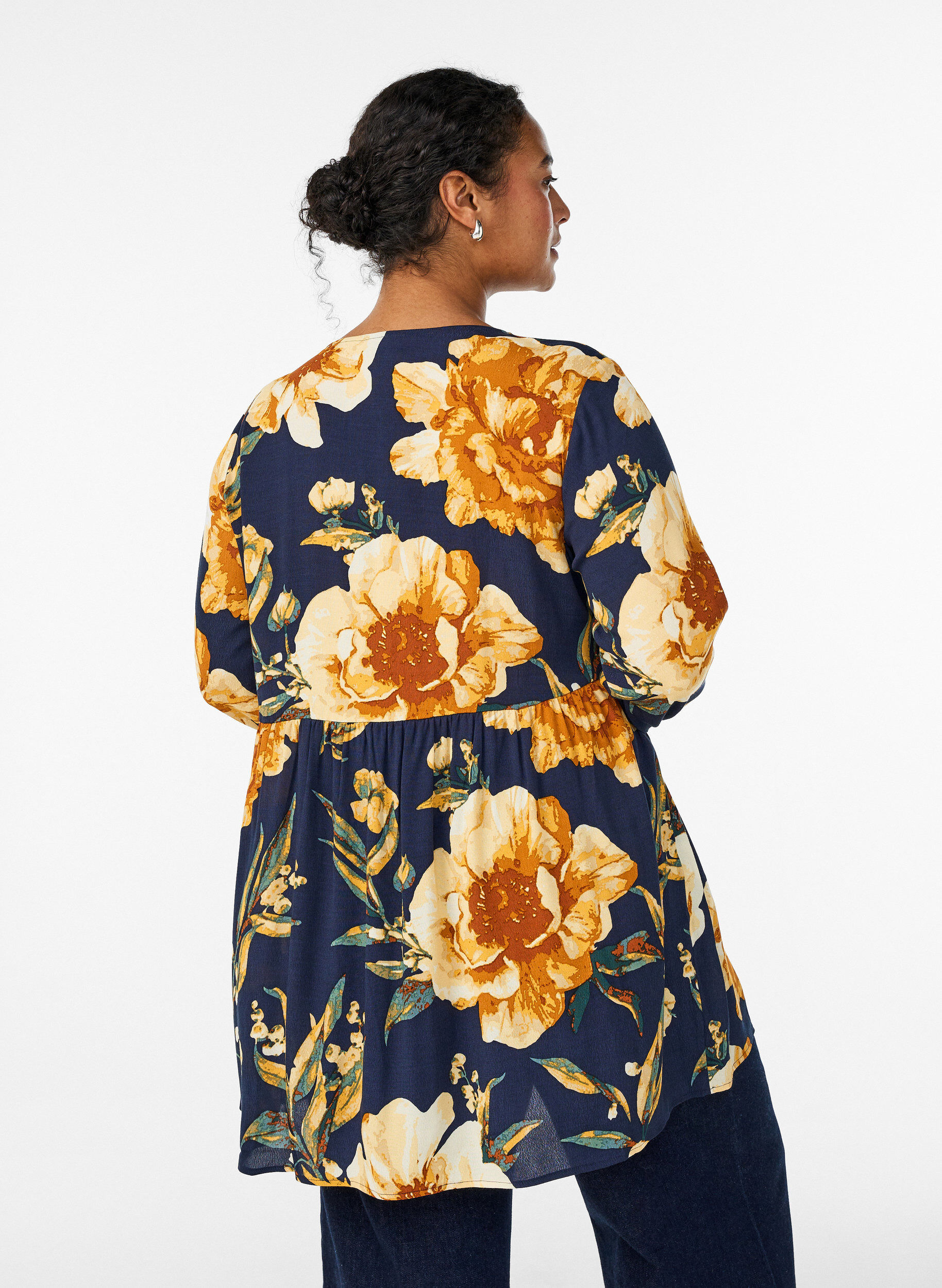 Zizzifashion Long-sleeved tunic with a seam, Blue, Model image number 2