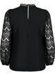 Long sleeve blouse with lace, Black, Packshot image number 1
