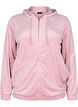 Velour cardigan with hood and pockets, Pink, Packshot image number 0