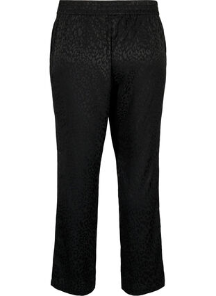 Tone-on-tone viscose jacquard trousers, Black, Packshot image number 1