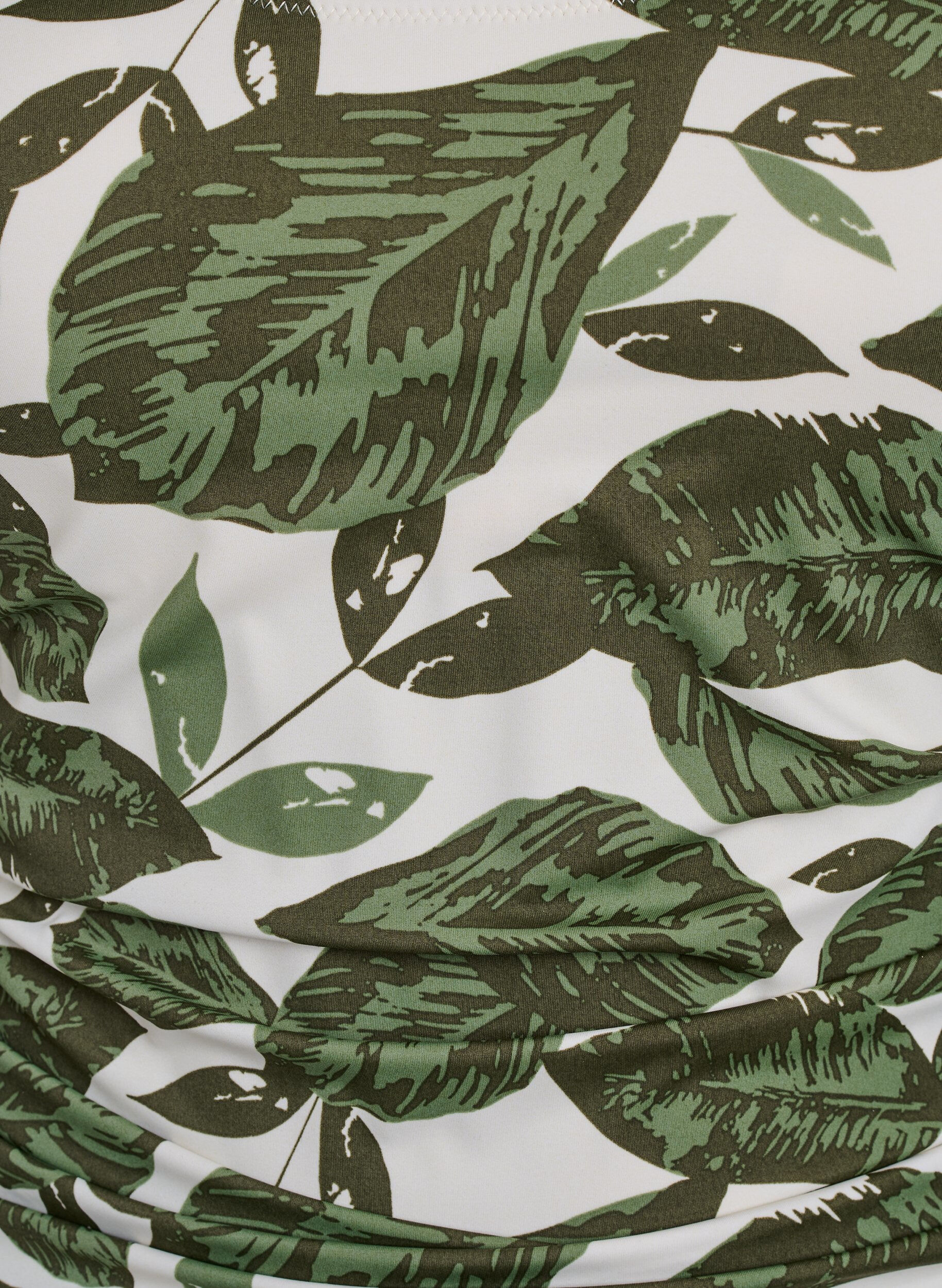 Zizzifashion Swimsuit with palm print and ruched details, Green, Packshot image number 2