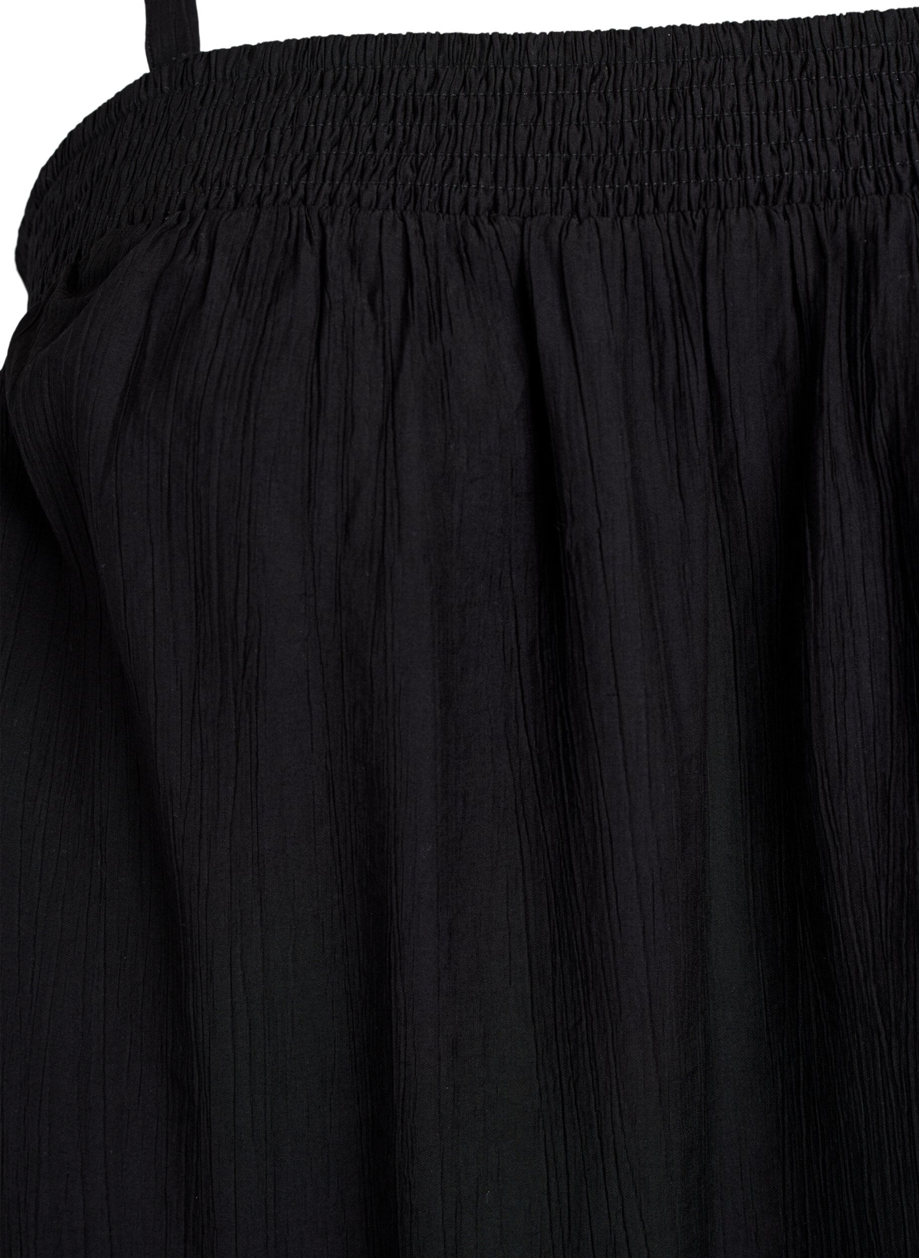 Zizzifashion Short viscose dress with spaghetti straps, Black, Packshot image number 2