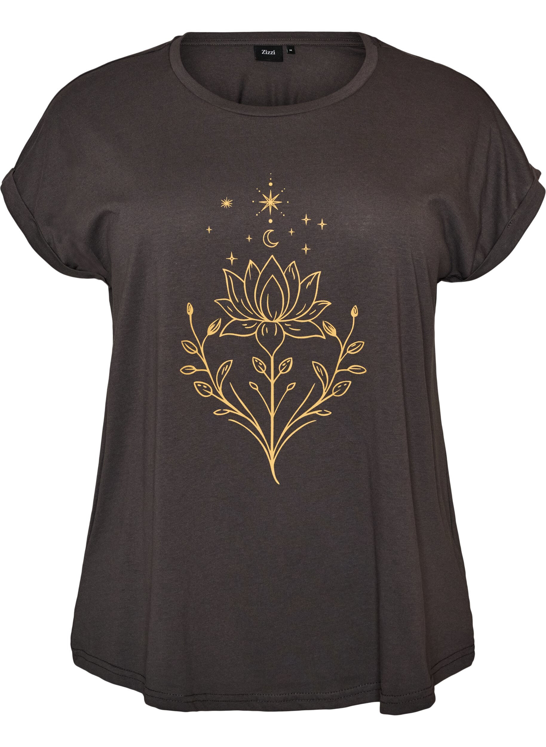ZizzifashionT-shirt with decorative front print, Dark Grey, Packshot image number 0