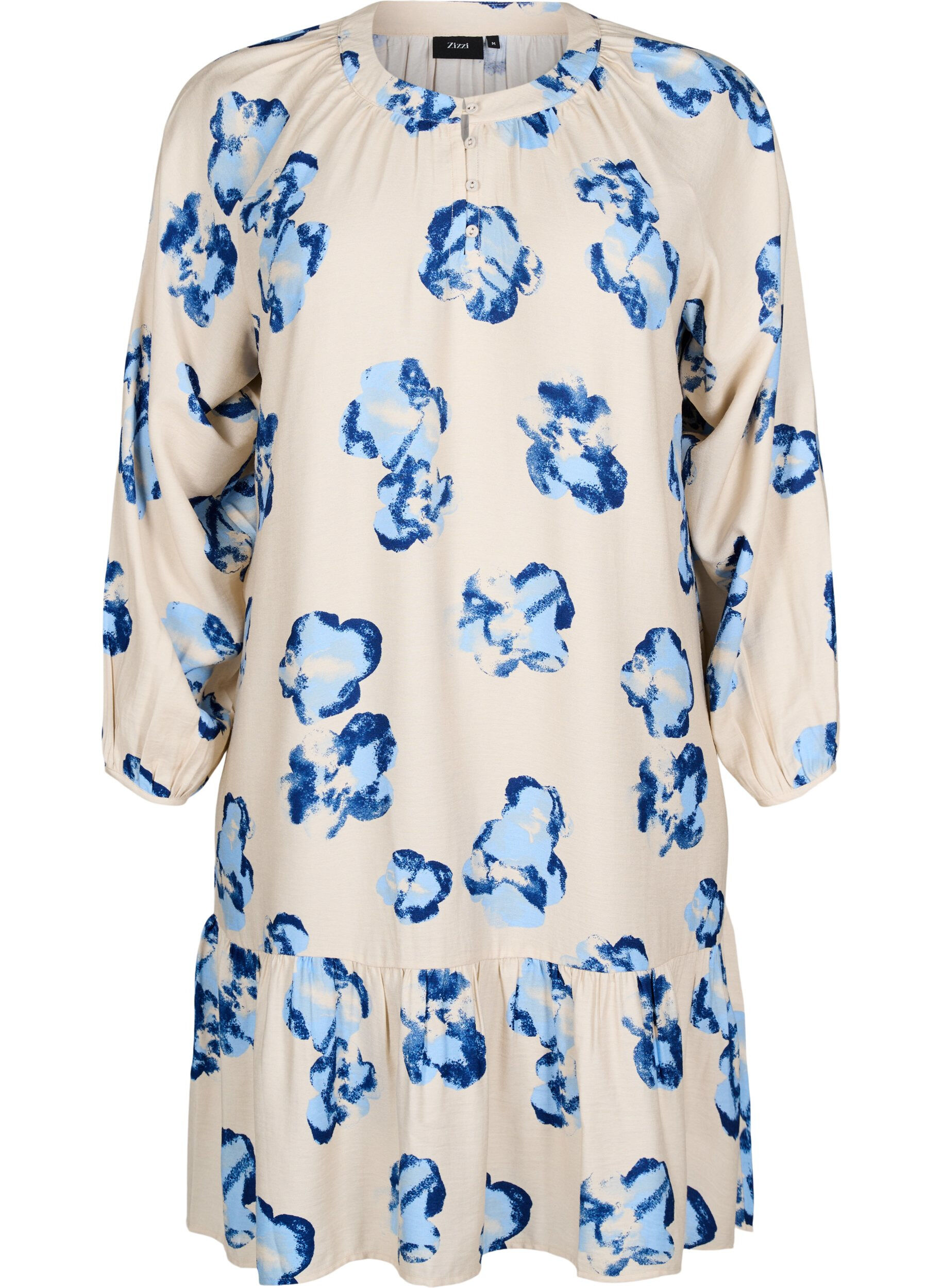 Zizzifashion Knee-length dress with long sleeves and an A-line cut, Vanilla, Packshot image number 0