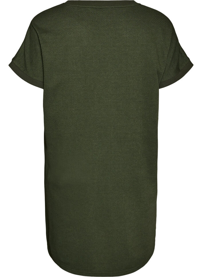 Short textured jersey dress with a round neck, Green, Packshot image number 1