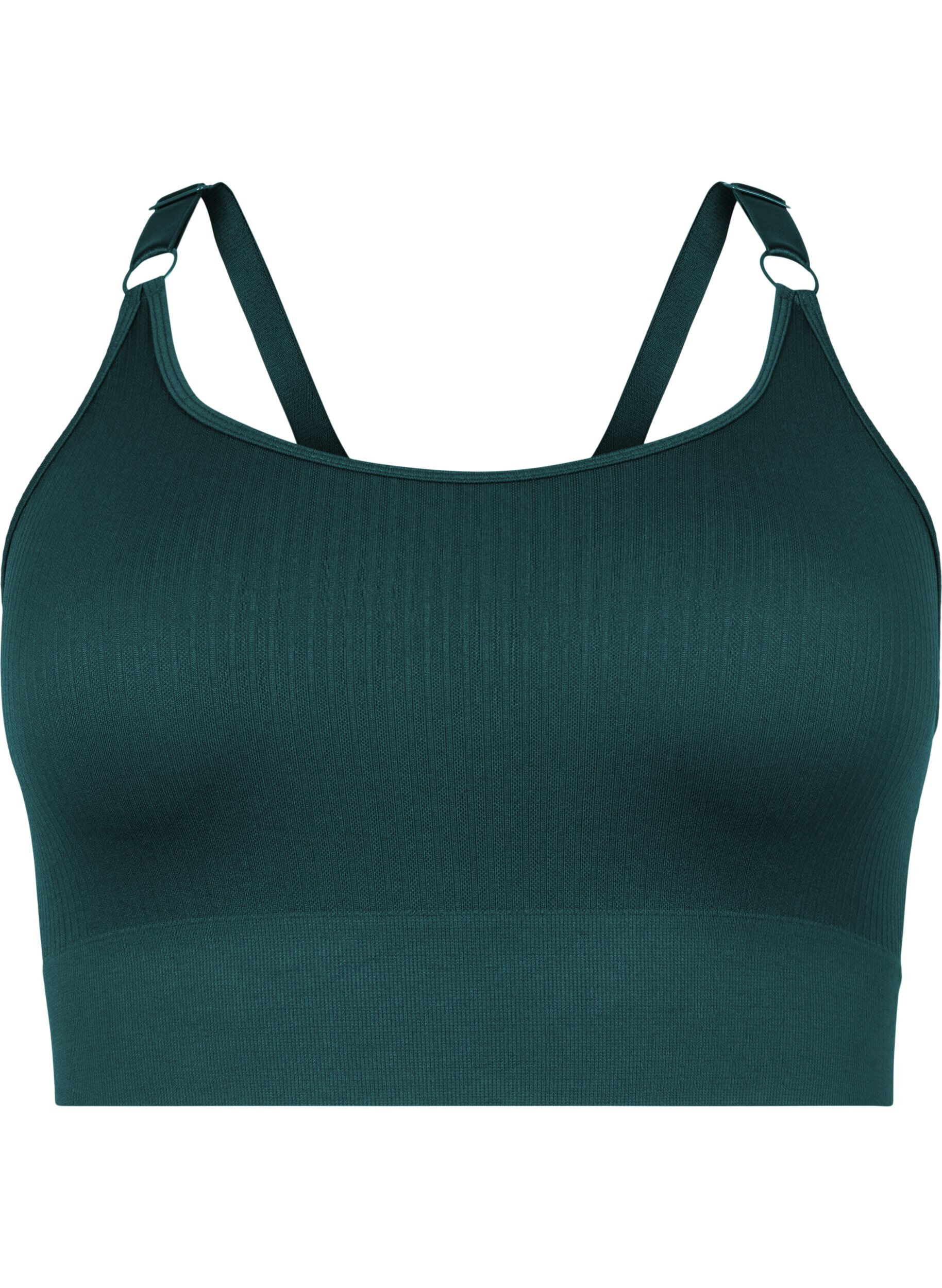 Zizzifashion Seamless sports bra in ribbed material, Pine Grove, Packshot image number 0