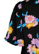 Dress with short puff sleeves and floral print, Black w. flower AOP, Packshot image number 3