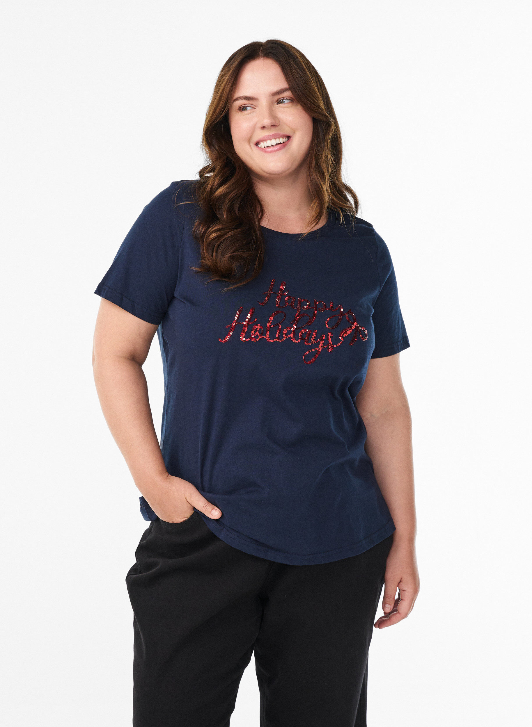 Christmas t-shirt in organic cotton, Blue, Model