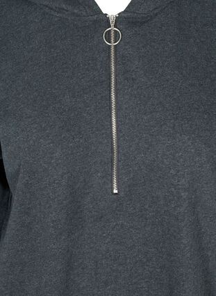 Sweater dress with a hood and zip, Dark Grey Melange, Packshot image number 2