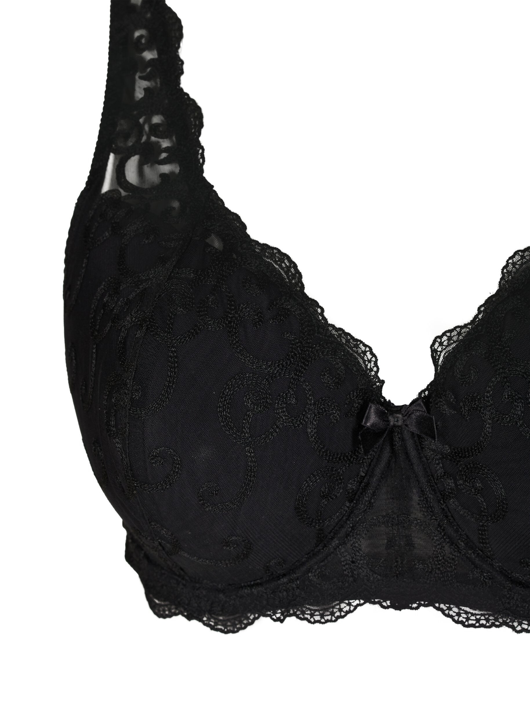 Zizzifashion Bra with underwire, padding and lace, Black, Packshot image number 2