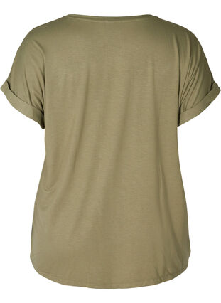 Round neck t-shirt made from a viscose mix, Deep Lichen Green, Packshot image number 1