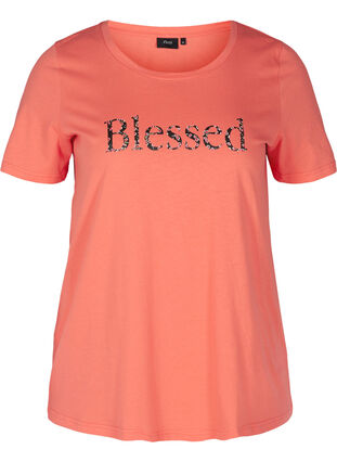 T-shirt with print, Living Coral BLESSED, Packshot image number 0