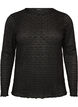 Blouse with eyelet pattern and long sleeves, Black, Packshot image number 0