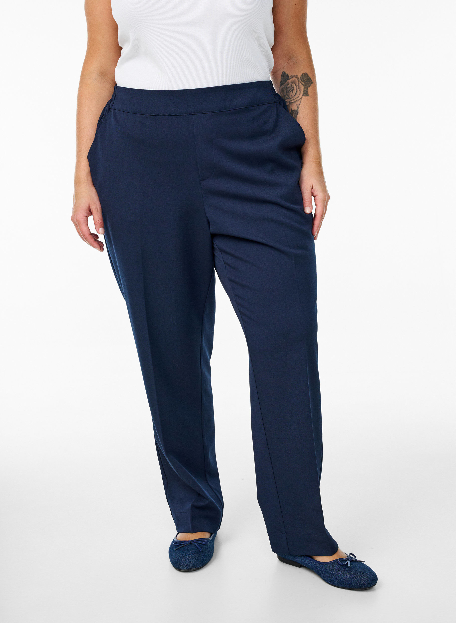 Zizzifashion Loose trousers with high waist, Blue, Model image number 2
