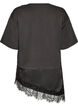 Jersey blouse with a layered look and lace, Black, Packshot image number 1