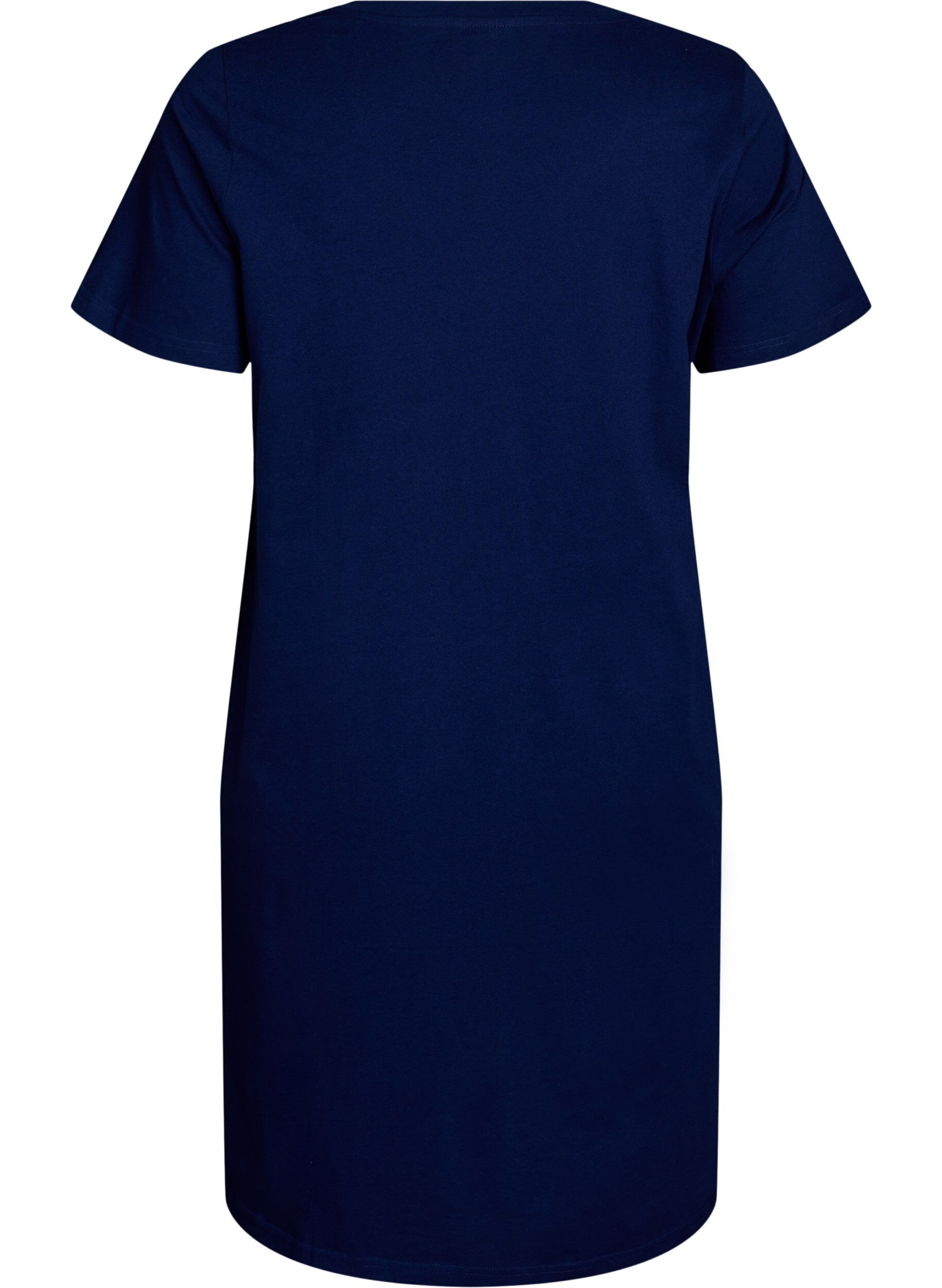 Zizzifashion Organic cotton nightdress with V-neck, Blue, Packshot image number 1