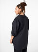 Viscose tunic with V-neck and collar, Black, Model image number 1