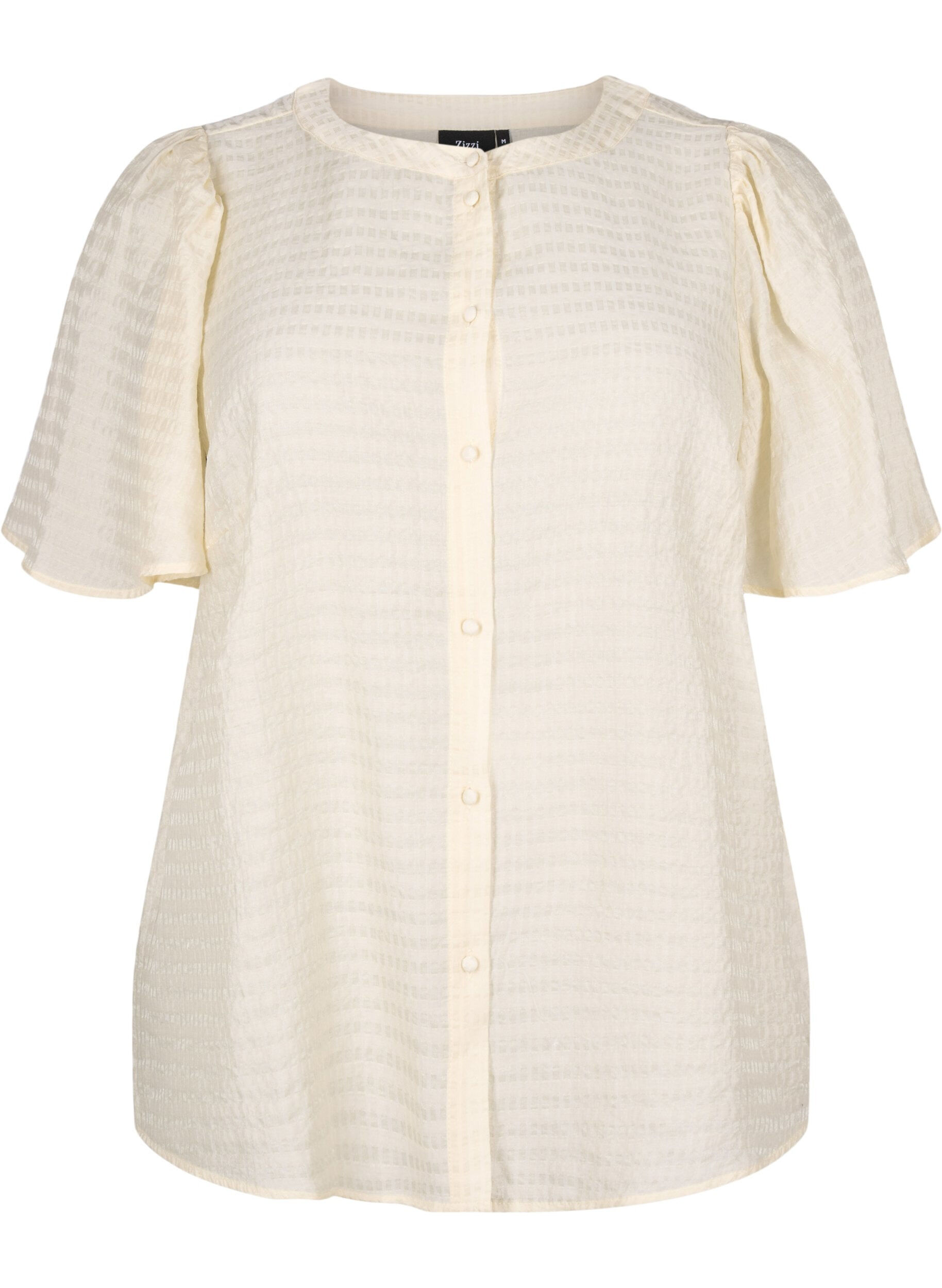 Zizzifashion Lyocell shirt blouse with texture, Antique White, Packshot image number 0