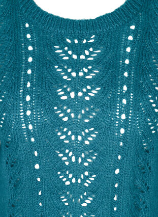 Knitted blouse with a feminine pattern, Blue Coral, Packshot image number 2