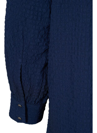Tunic with cropped sleeves and crepe texture, Navy Blazer, Packshot image number 3
