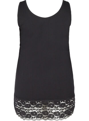 Cotton Top with Lace Edge, Black, Packshot image number 1